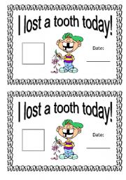 English Worksheet: I Lost a Tooth Today