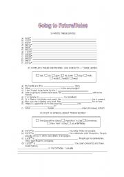 English Worksheet: GOING TO FUTURE/DATES