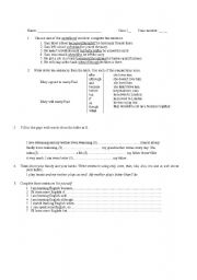 English worksheet: Conjuntions and connecting words