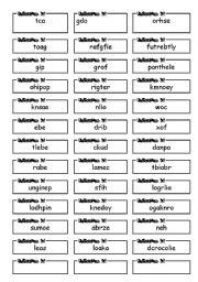 English Worksheet: unscramble the animal words