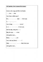 English Worksheet: song