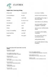 English Worksheet: Clothing - Idioms