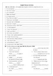 English Worksheet: review exercises