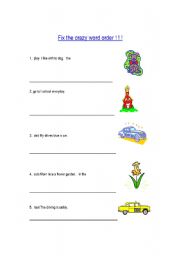English Worksheet: Jumbled sentences ( Wrong word order)