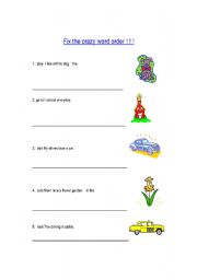 English Worksheet: Jumbled sentences ( Wrong word order)