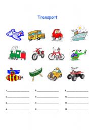 English worksheet: Transport