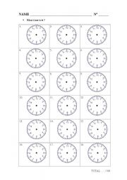 English Worksheet: The Clock Test