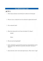 English Worksheet: Macbeth Study Guide