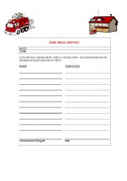 English worksheet: fire drills