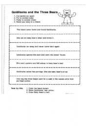 English Worksheet: GOLDILOCKS s story