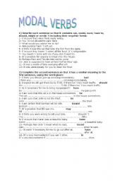 English Worksheet: modal and modal perfect