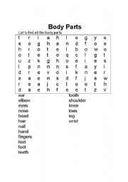 English worksheet: Body parts