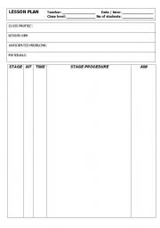 Standard Blank Lesson Plan