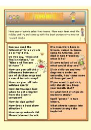 English Worksheet: Riddles and Brain Teasers