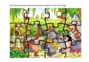 English Worksheet: Jungle puzzles WITH GAMES TO GO WITH!