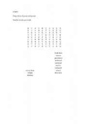 English worksheet: PUZZLE  OF PREPOSITION OF PLACES AND PLACES