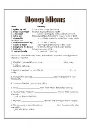 English Worksheet: Money Idioms