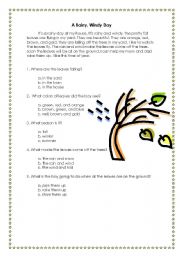 English Worksheet: A Rainy Day