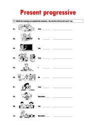 English Worksheet: present progressive