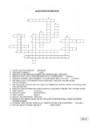 English worksheet: ADJECTIVES OF FEELINGS CROSSWORD PUZZLE