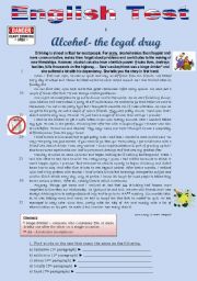 TEST - ADDICTIONS: ALCOHOL, THE LEGAL DRUG (3 pages)