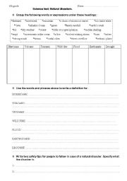 English Worksheet: Natural Disasters 