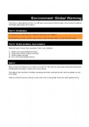 English Worksheet: Environment Global Warming worksheet