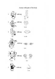 English Worksheet: Actins with parts of the body