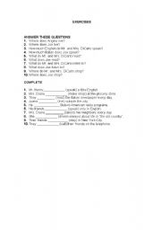 English Worksheet: present simple and continuos