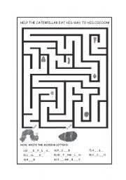 English Worksheet: The Very Hungry Caterpillar Maze