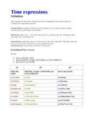 English Worksheet: Time Expressions
