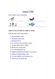 English Worksheet: Action Verbs