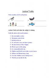 English worksheet: Action Verbs