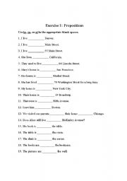 English Worksheet: Exercises in prepositions