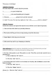 English worksheet: pronoun worksheet1