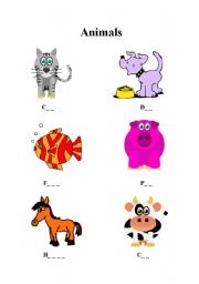 English worksheet: Animals 