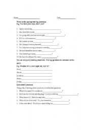 English Worksheet: Quiz embedded questions, tags