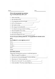 English worksheet: Quiz embedded questions, tags