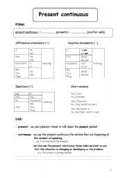 English Worksheet: present continuous