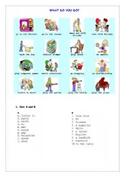 English Worksheet: Daily activities (What do you do?)