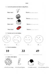 English worksheet: A test for beginners