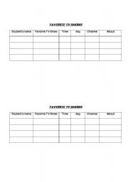 English Worksheet: Favorite TV shows