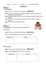 English Worksheet: The novel-Hole Worksheet