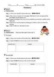 English worksheet: The novel-Hole Worksheet