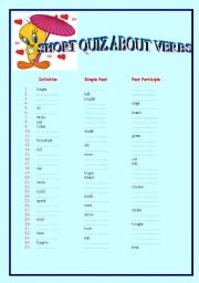 English worksheet: irregular verbs