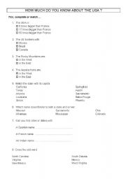 English Worksheet: How much do you know about the USA - quiz