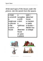English Worksheet: type of house
