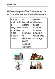 English worksheet: type of house