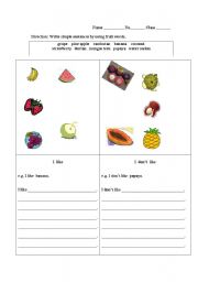 English worksheet: Fruits