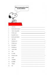 English worksheet: write endings.